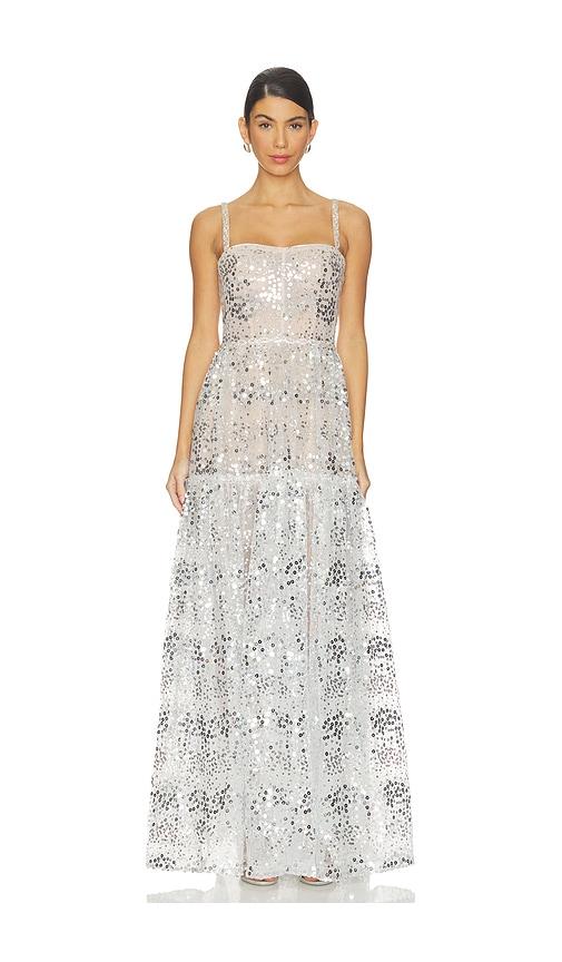 Bronx and Banco Midnight Embellished Gown in Metallic Silver by BRONX&BANCO