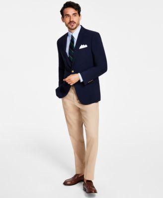 Men's Classic-Fit Navy Stretch Wool Blend Blazer by BROOKS BROTHERS