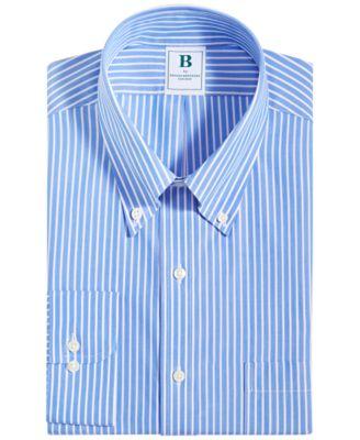Men's Regular Fit Non-Iron Polo Button-Down Thin Stripe Broadcloth Dress Shirt by BROOKS BROTHERS