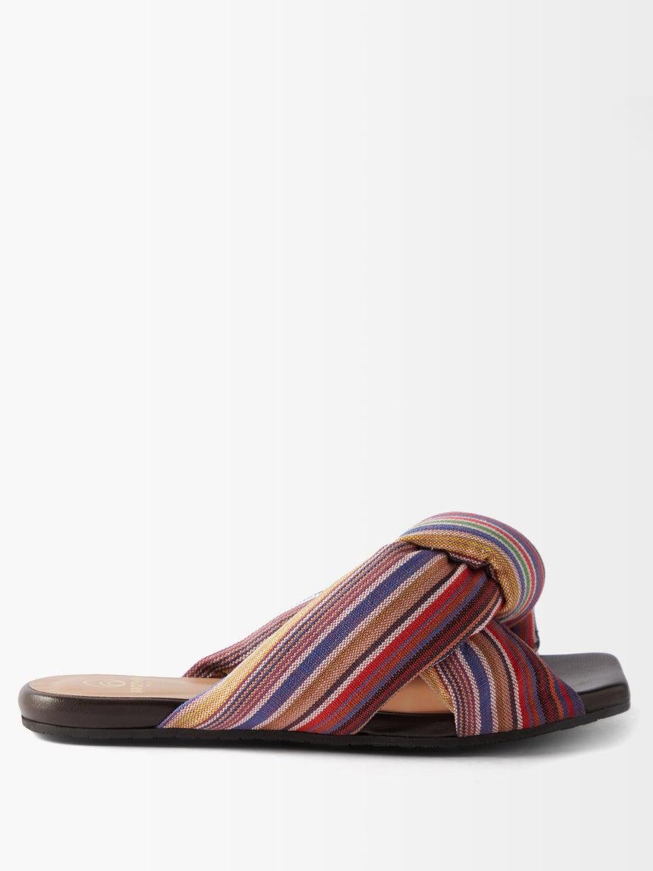Togo striped knotted cotton-canvas sandals by BROTHER VELLIES