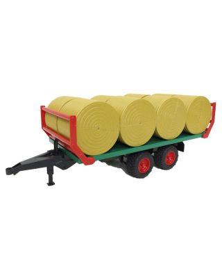 1/16 Flat Wagon Bale Carrier with Tandem Axle Round Bales Toy 2-4 - Ages 2-4 by BRUDER