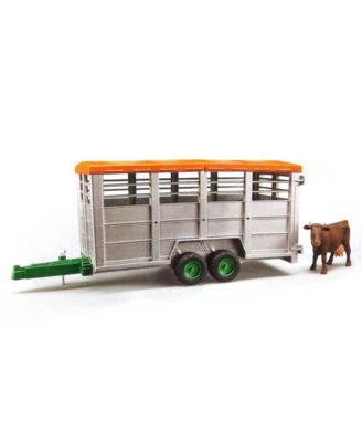 1/16 Livestock Trailer Vehicle with Cow 4+ - Ages 5-7 by BRUDER