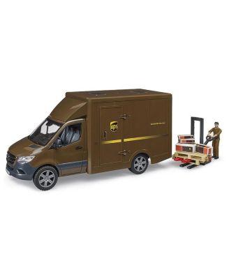 1/16 Mercedes-Benz Sprinter UPS Truck with Manually Operated Pallet Jack 2-4 - Ages 5-7 by BRUDER