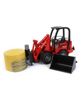 Schaffer Compact Loader with Bale Gripper and a Round Bale 2-4 - Ages 5-7 by BRUDER