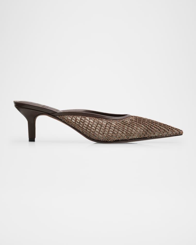3D Monili Mesh Kitten-Heel Mule Pumps by BRUNELLO CUCINELLI
