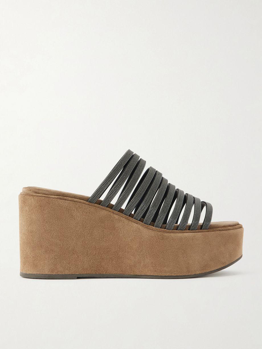 80 embellished suede platform mules by BRUNELLO CUCINELLI