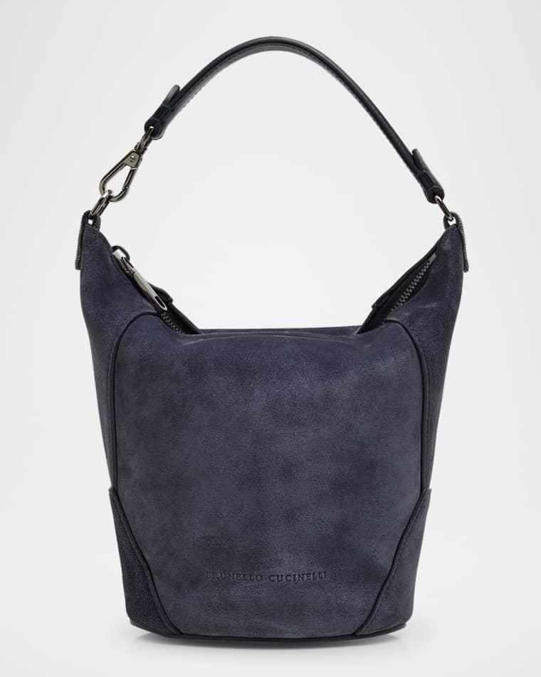 BC Duo Suede Bucket Bag with Monili by BRUNELLO CUCINELLI