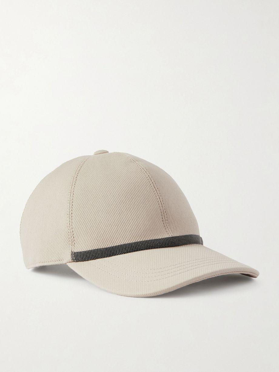 Bead-embellished cotton-blend twill baseball cap by BRUNELLO CUCINELLI