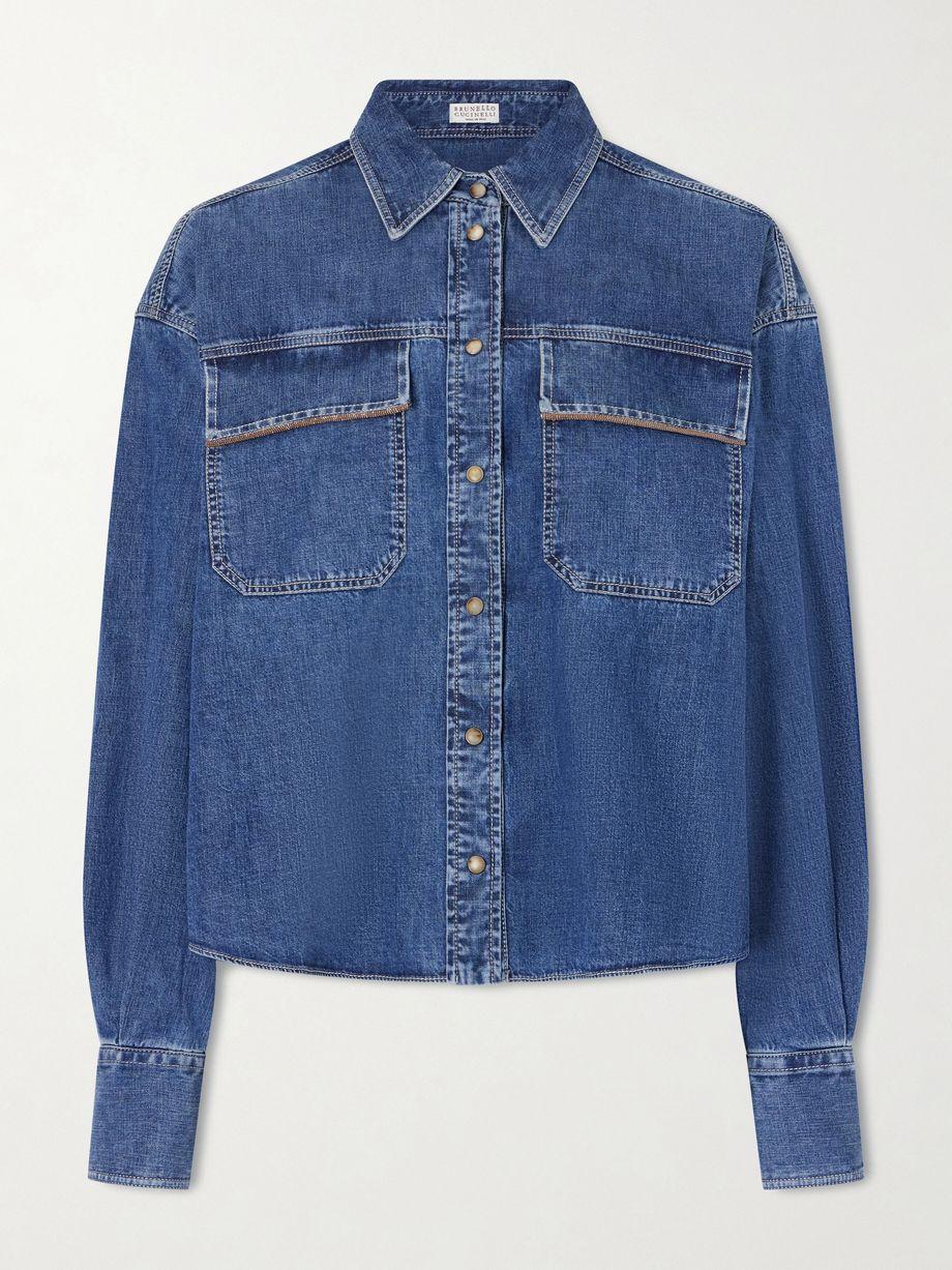 Bead-embellished denim shirt by BRUNELLO CUCINELLI