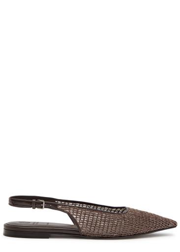 Bead-embellished leather slingback flats by BRUNELLO CUCINELLI