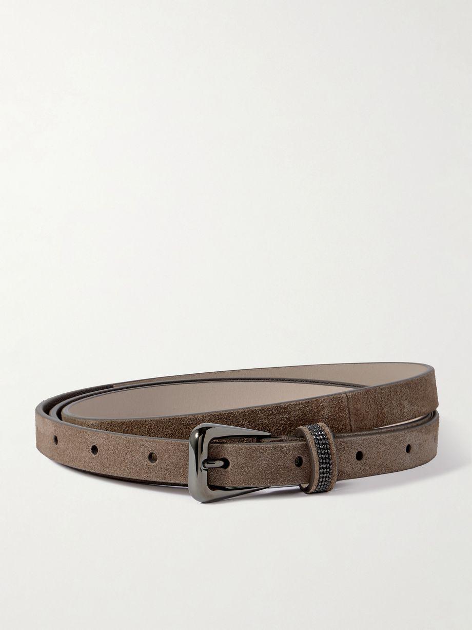 Bead-embellished suede belt by BRUNELLO CUCINELLI
