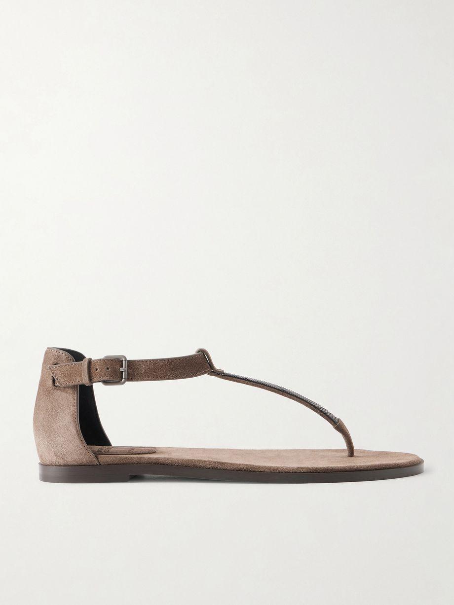 Bead-embellished suede sandals by BRUNELLO CUCINELLI