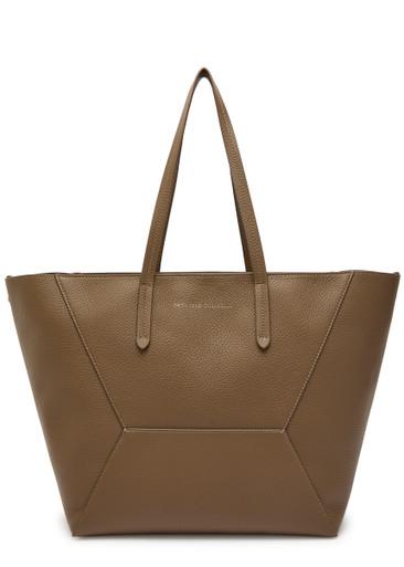 Bead medium grained leather tote bag by BRUNELLO CUCINELLI