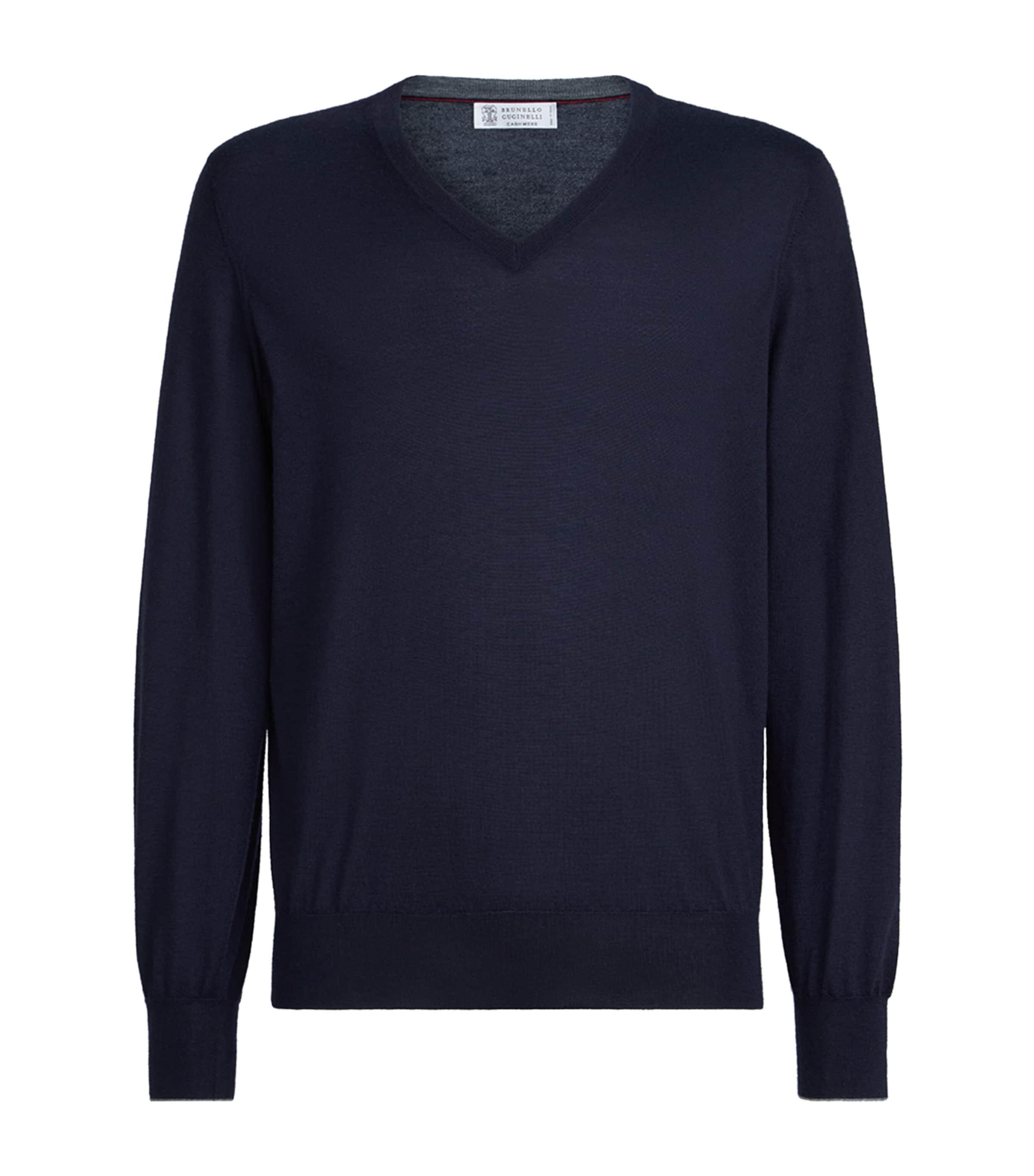 Brunello Cucinelli Cashmere-Silk V-Neck Sweater by BRUNELLO CUCINELLI