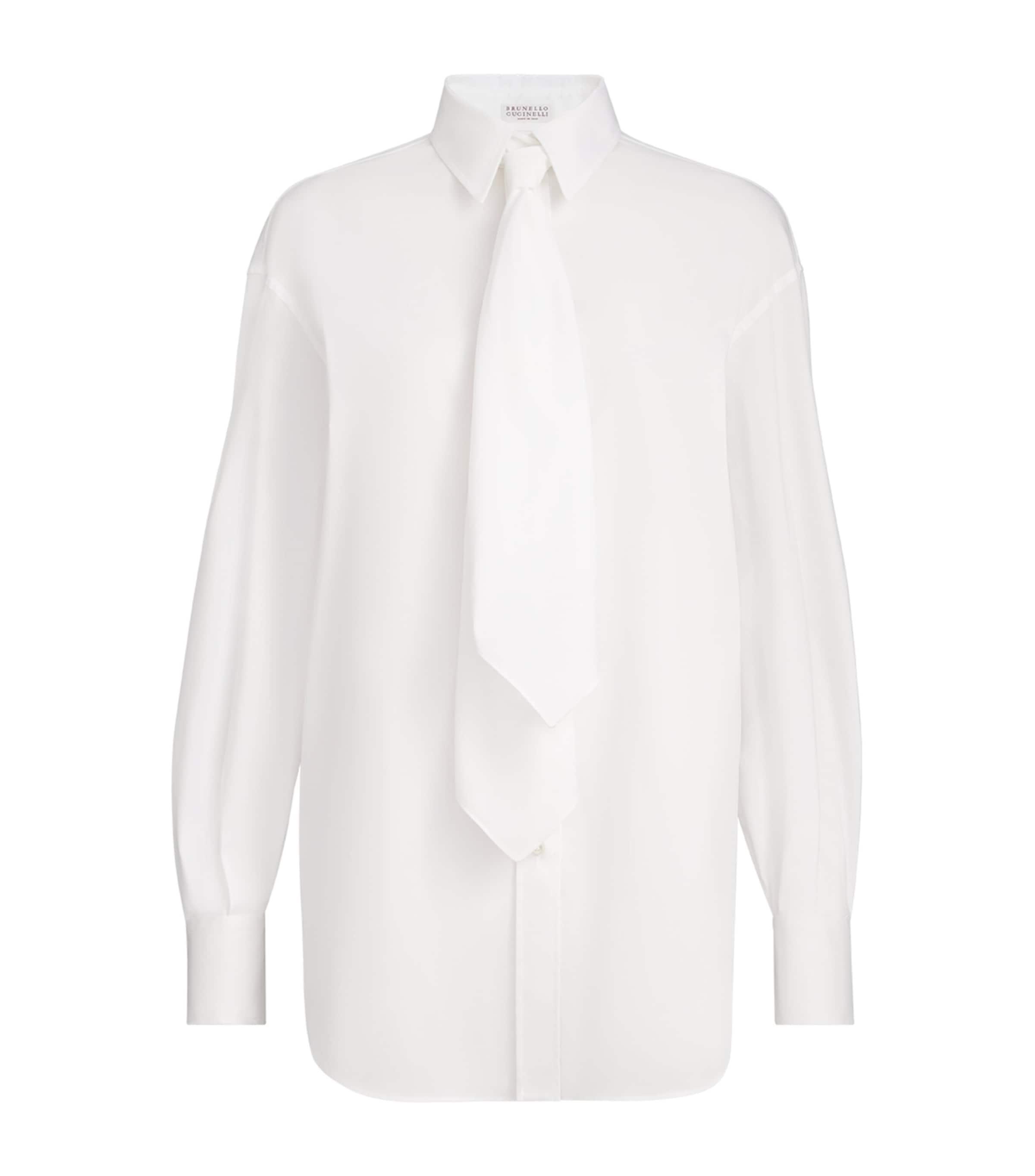 Brunello Cucinelli Cotton-Blend Tie-Detail Shirt by BRUNELLO CUCINELLI