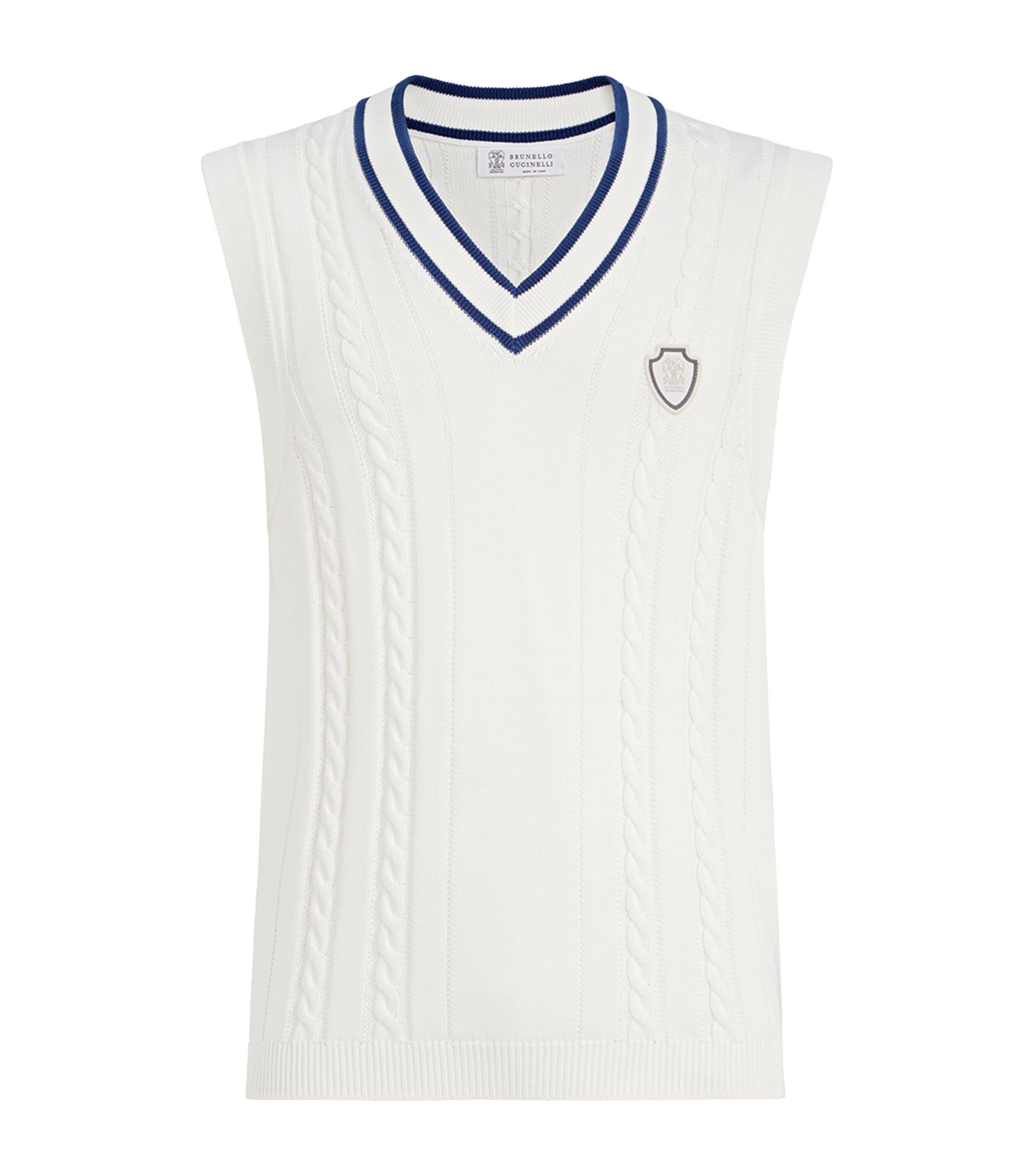 Brunello Cucinelli Cotton Cable-Knit Sweater Vest by BRUNELLO CUCINELLI