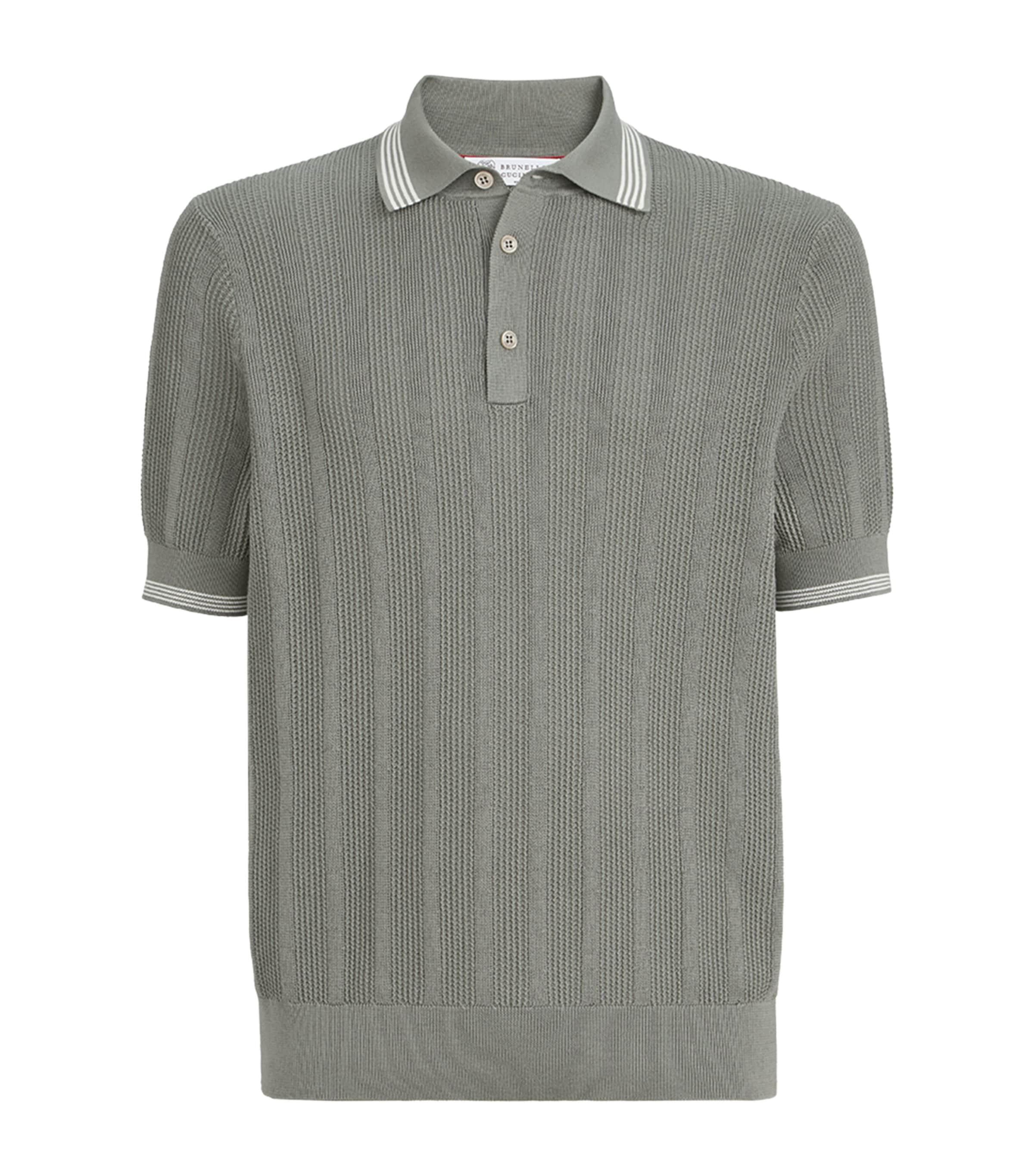 Brunello Cucinelli Cotton Rib-Knit Polo Shirt by BRUNELLO CUCINELLI
