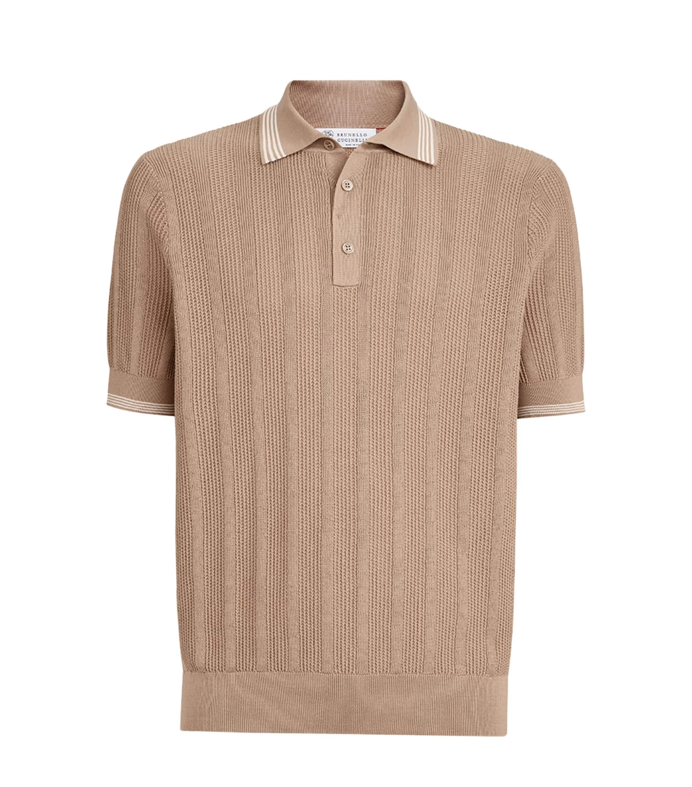 Brunello Cucinelli Cotton Rib-Knit Polo Shirt by BRUNELLO CUCINELLI