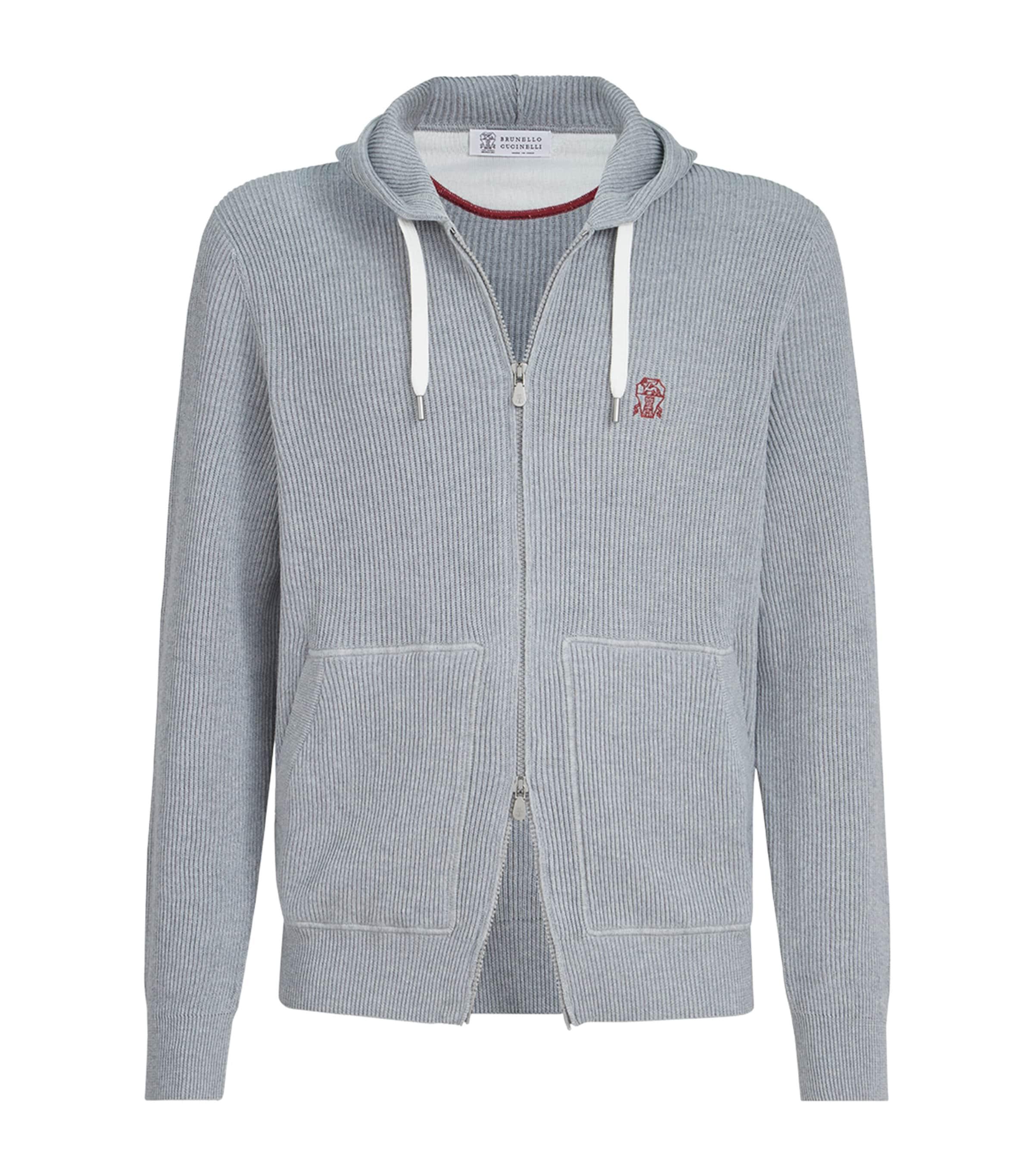 Brunello Cucinelli Cotton Ribbed Zip-Up Hoodie by BRUNELLO CUCINELLI