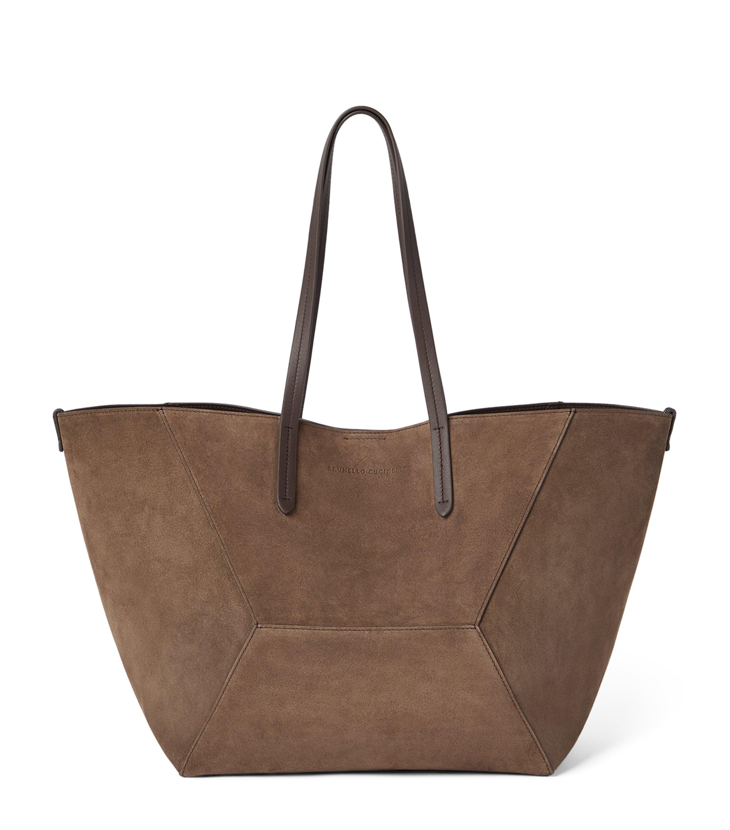 Brunello Cucinelli Large Suede BC Duo Tote Bag by BRUNELLO CUCINELLI