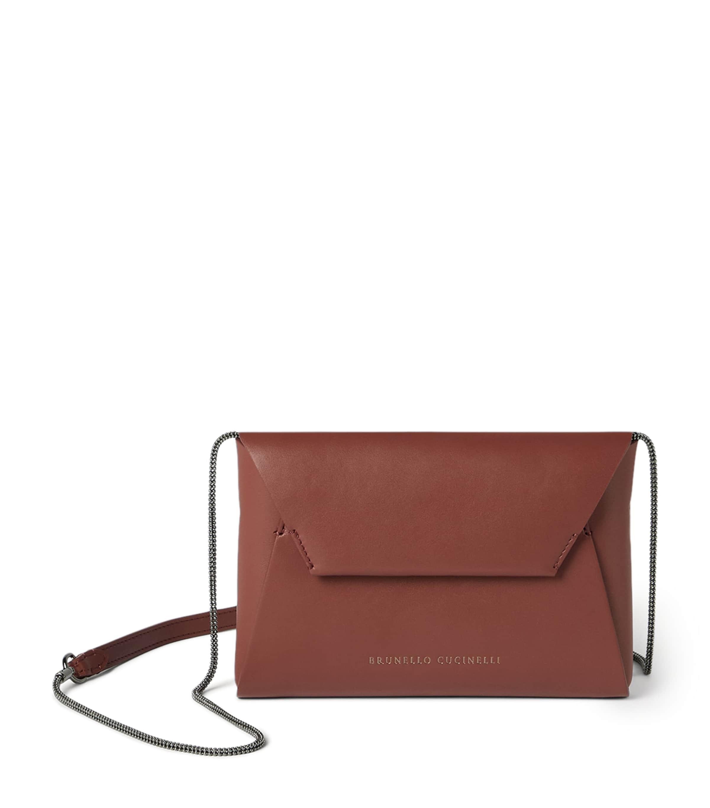 Brunello Cucinelli Leather BC Pochette Clutch Bag by BRUNELLO CUCINELLI