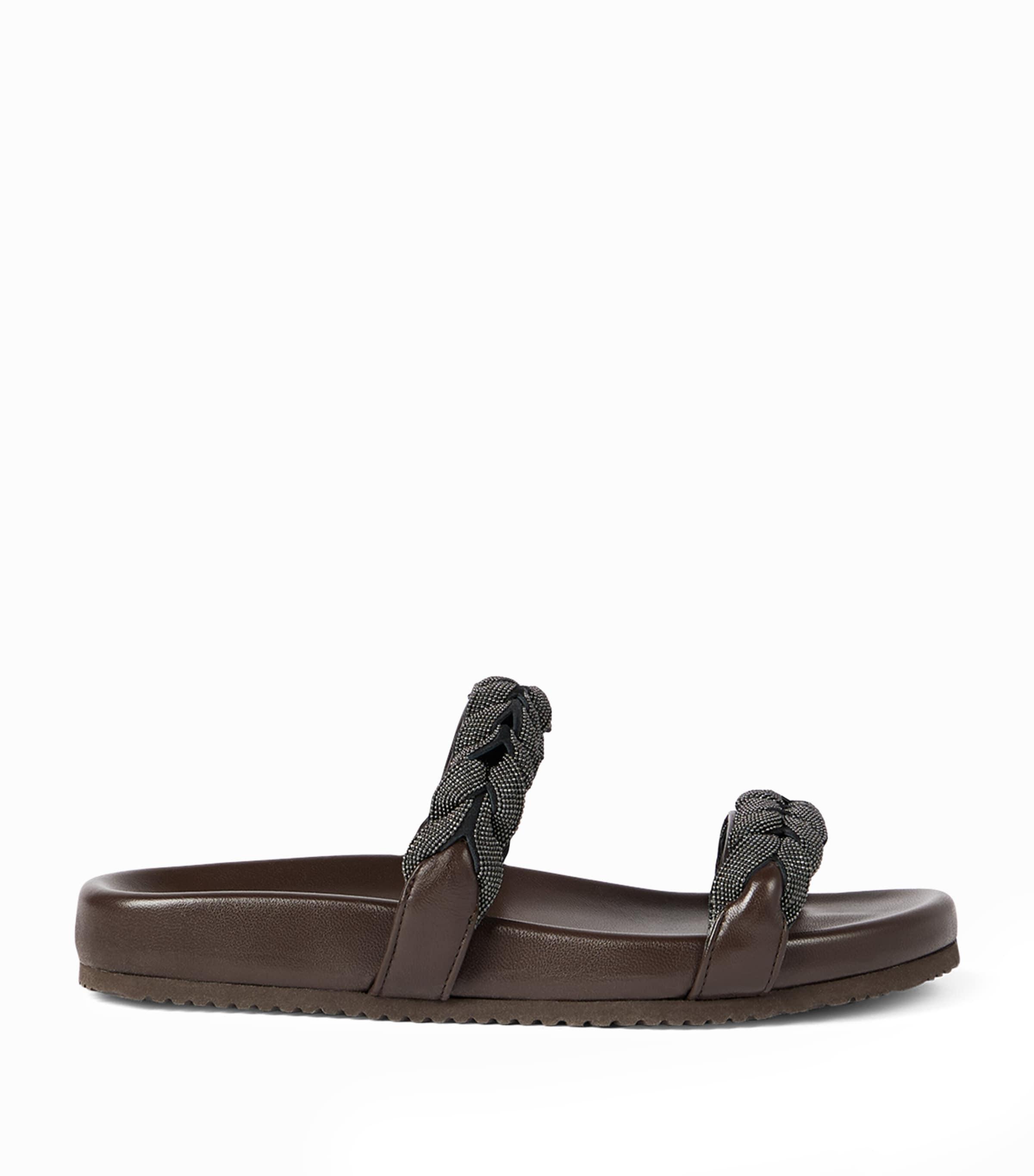 Brunello Cucinelli Leather Braided Sandals by BRUNELLO CUCINELLI