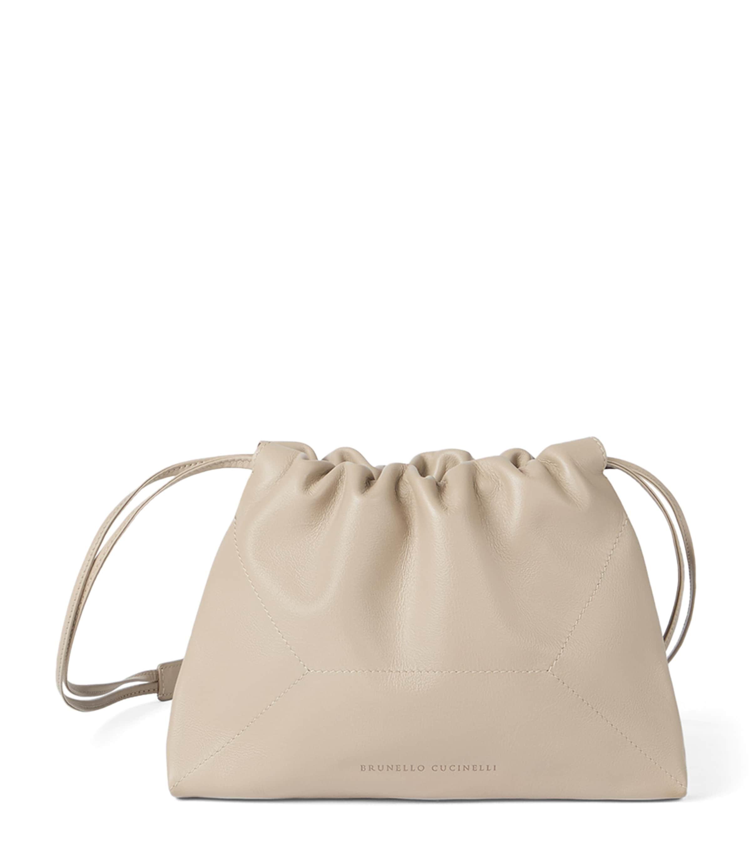 Brunello Cucinelli Leather Drawstring Cross-Body Bag by BRUNELLO CUCINELLI