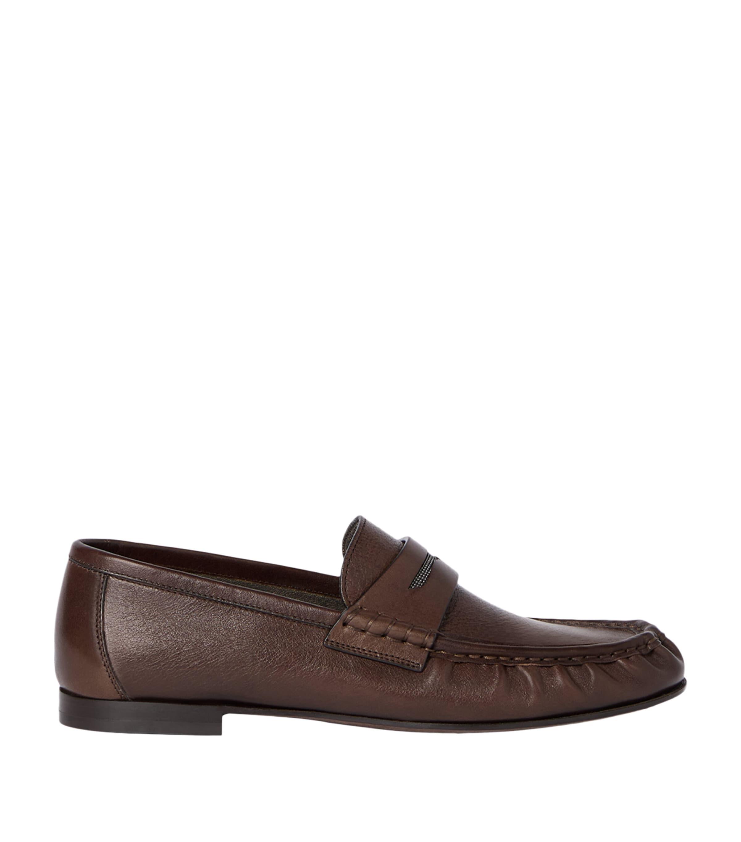 Brunello Cucinelli Leather Embellished Loafers by BRUNELLO CUCINELLI