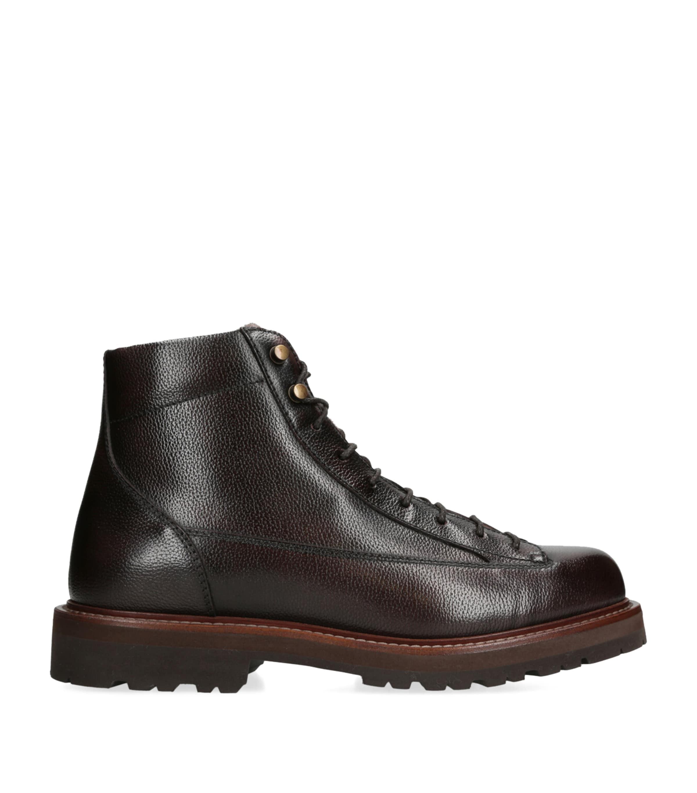 Brunello Cucinelli Leather Lace-Up Hiking Boots by BRUNELLO CUCINELLI