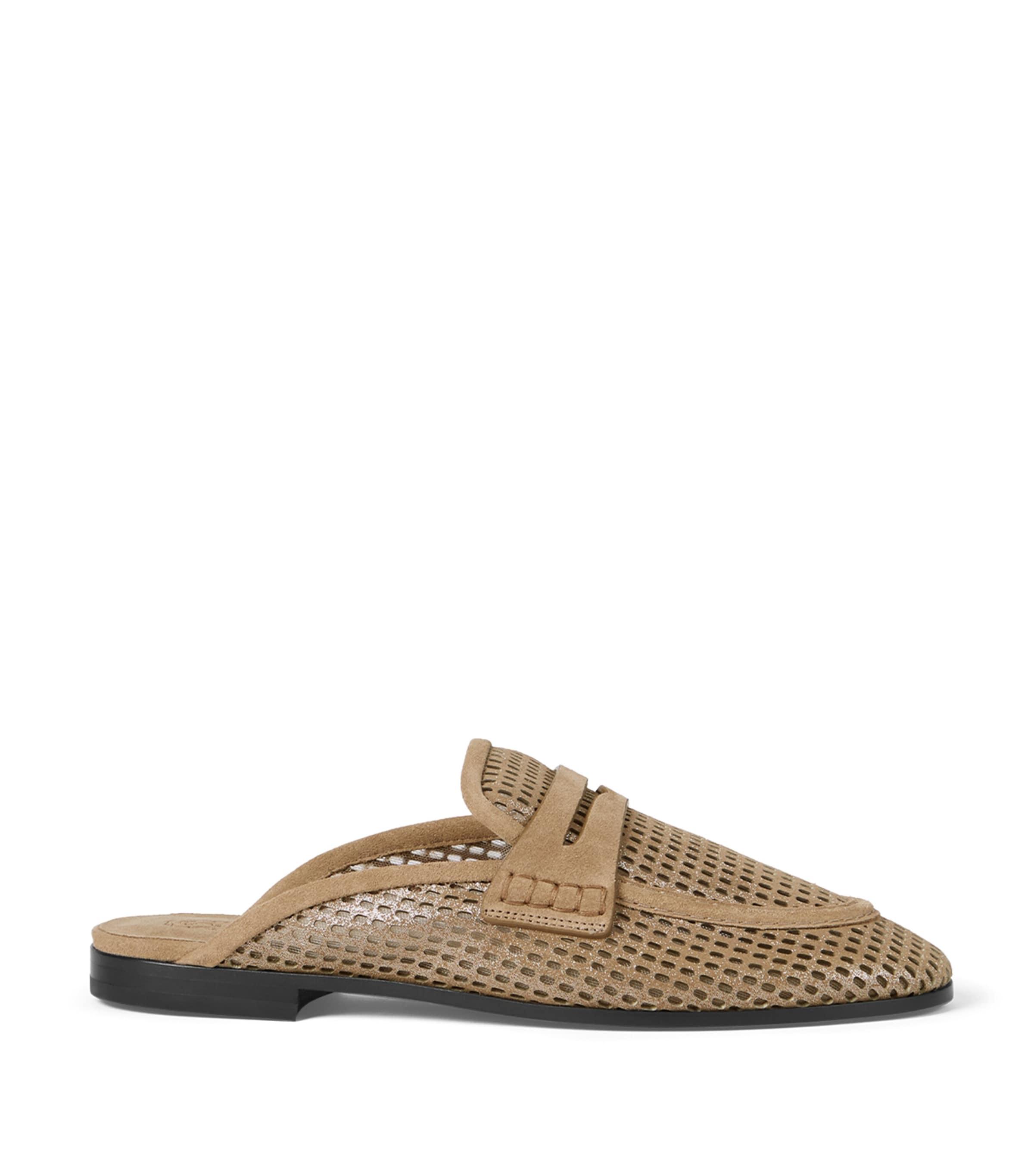 Brunello Cucinelli Leather Perforated Slippers by BRUNELLO CUCINELLI