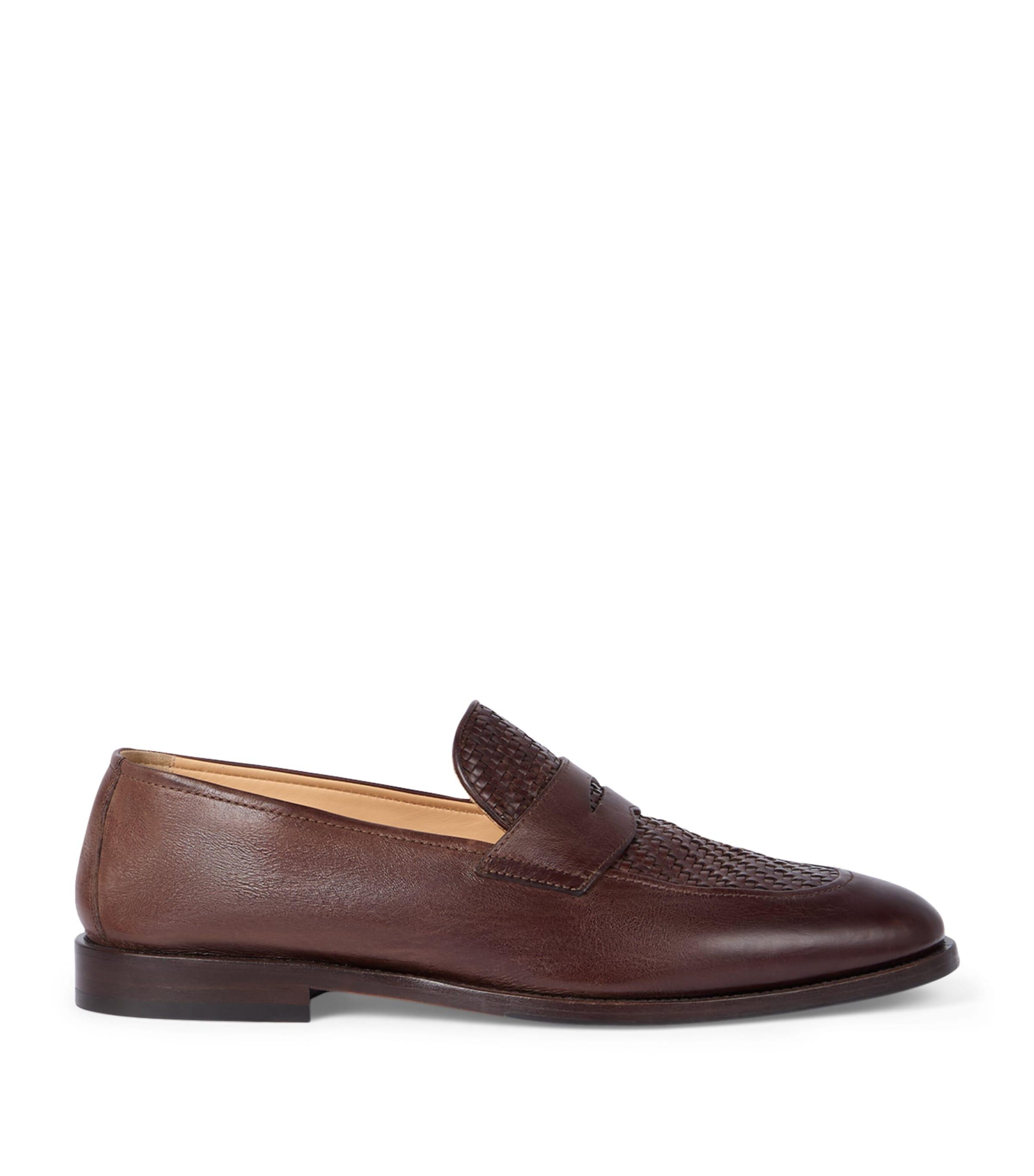 Brunello Cucinelli Leather Woven Loafers by BRUNELLO CUCINELLI