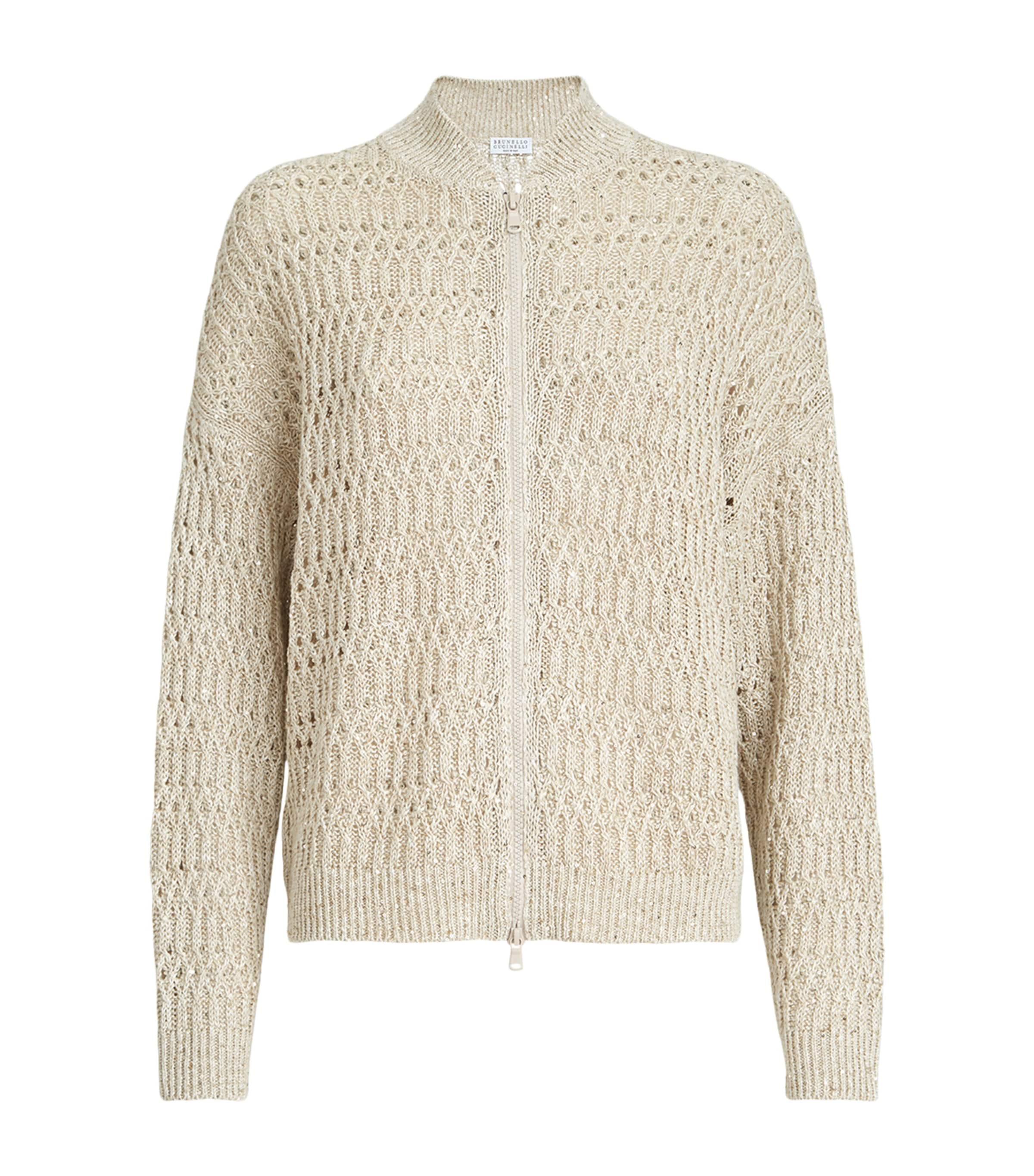 Brunello Cucinelli Linen-Blend Braided Cardigan by BRUNELLO CUCINELLI