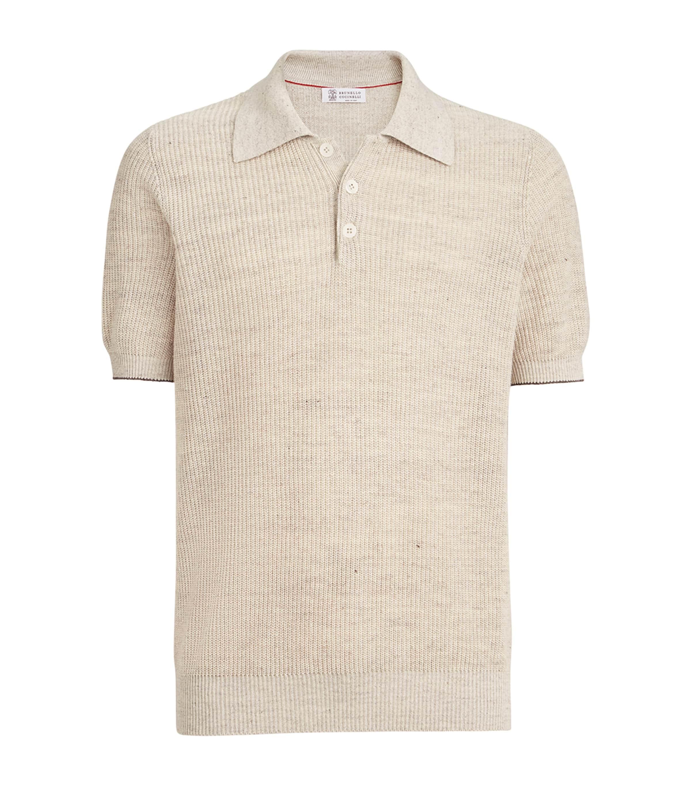 Brunello Cucinelli Linen-Cotton Knitted Polo Sweater by BRUNELLO CUCINELLI