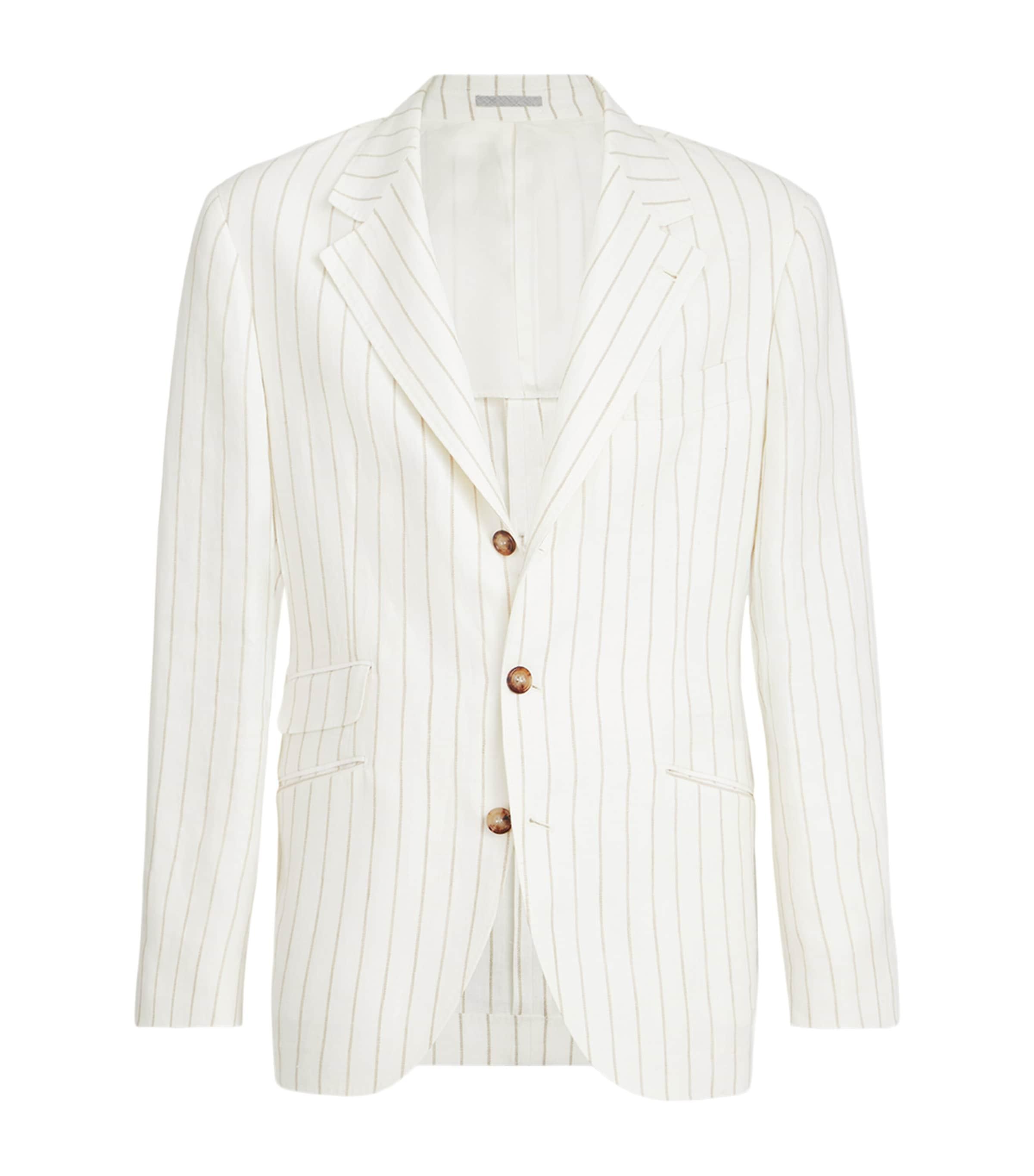Brunello Cucinelli Linen Stripe Deconstructed Cavallo Blazer by BRUNELLO CUCINELLI