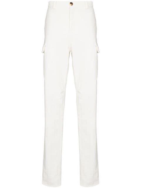 Brunello Cucinelli Mens White Subtle Striped Detail Cargo Trouser Pant by BRUNELLO CUCINELLI