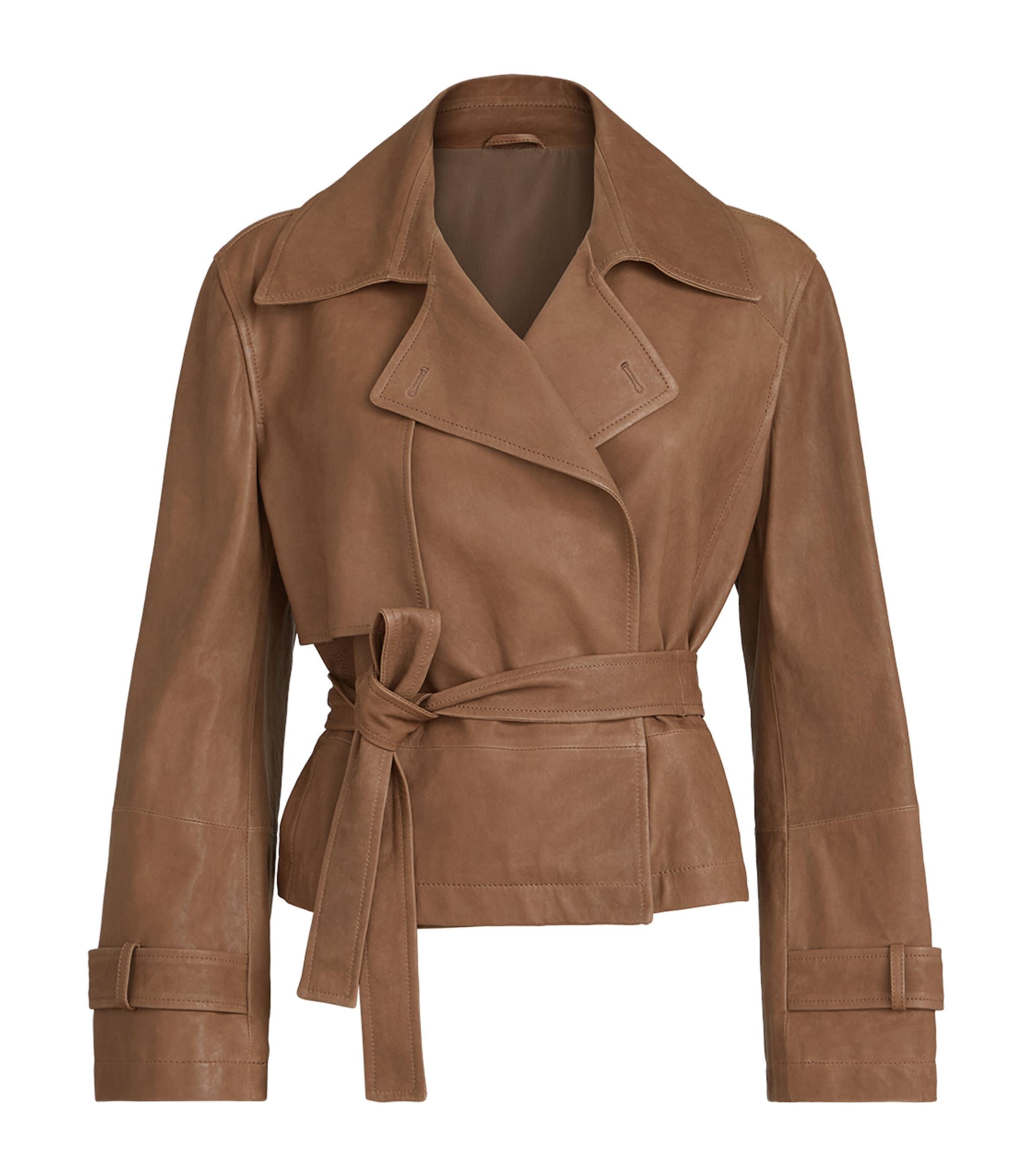 Brunello Cucinelli Nappa Leather Cropped Trench Coat by BRUNELLO CUCINELLI