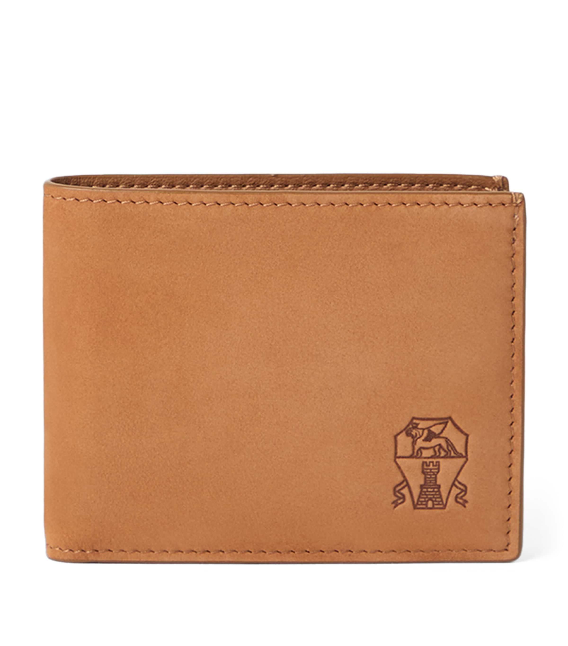 Brunello Cucinelli Nubuck Logo Bifold Wallet by BRUNELLO CUCINELLI