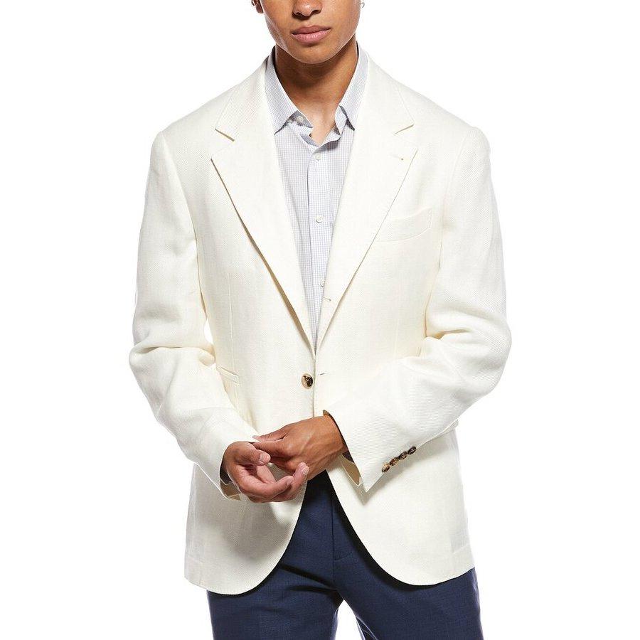 Brunello Cucinelli Off White Linen Wool Blazer by BRUNELLO CUCINELLI