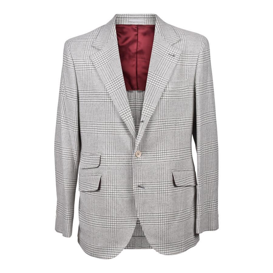 Brunello Cucinelli Pearl Wool Check Three-Button Suit by BRUNELLO CUCINELLI