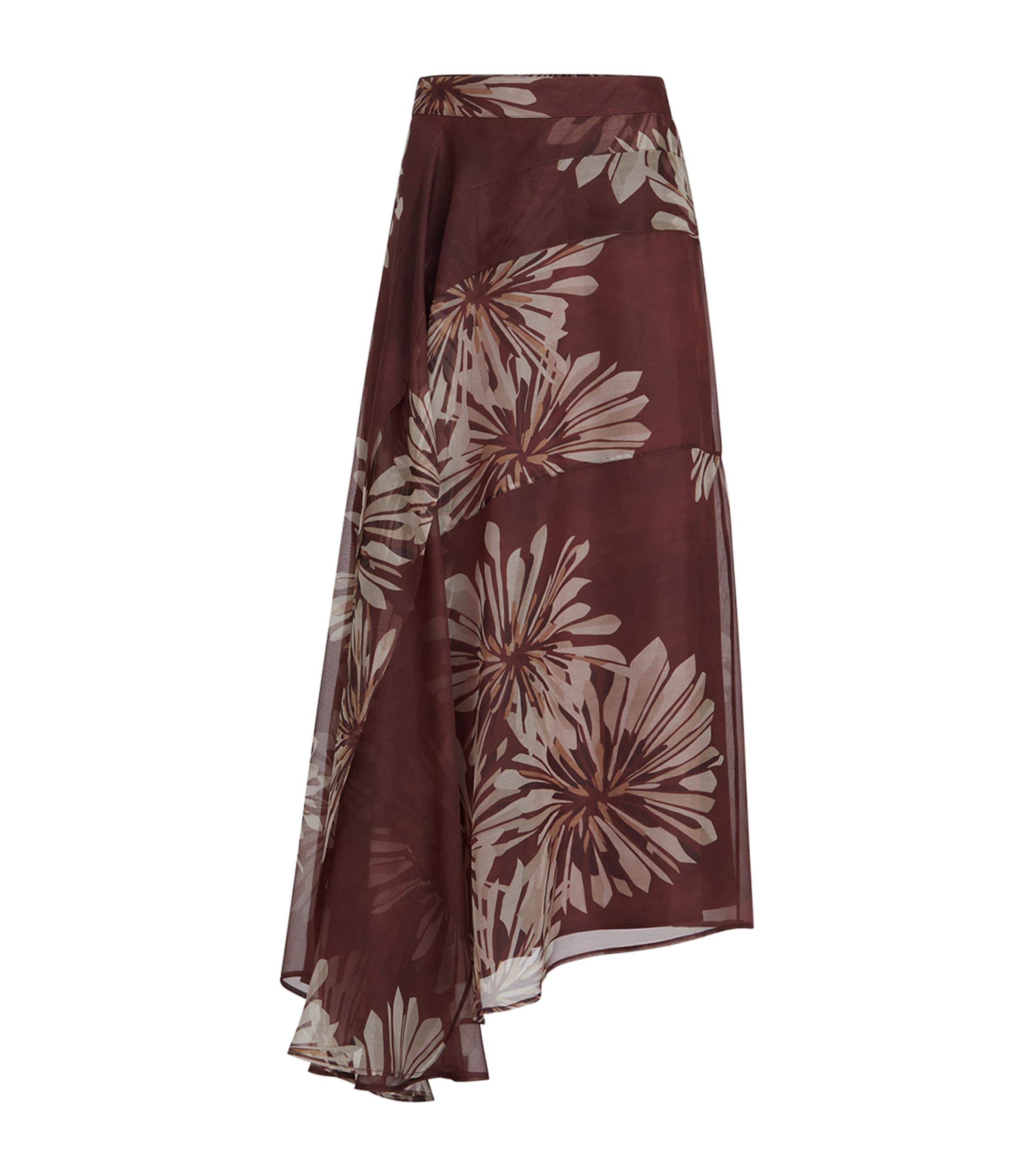 Brunello Cucinelli Silk Floral Midi Skirt by BRUNELLO CUCINELLI