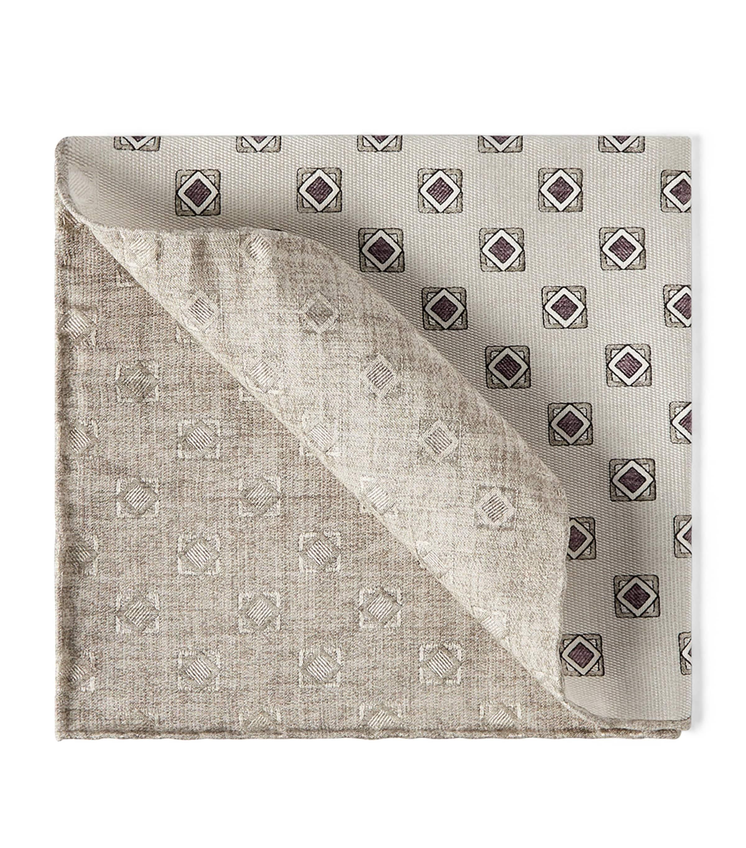 Brunello Cucinelli Silk Geometric Square Pocket Square by BRUNELLO CUCINELLI