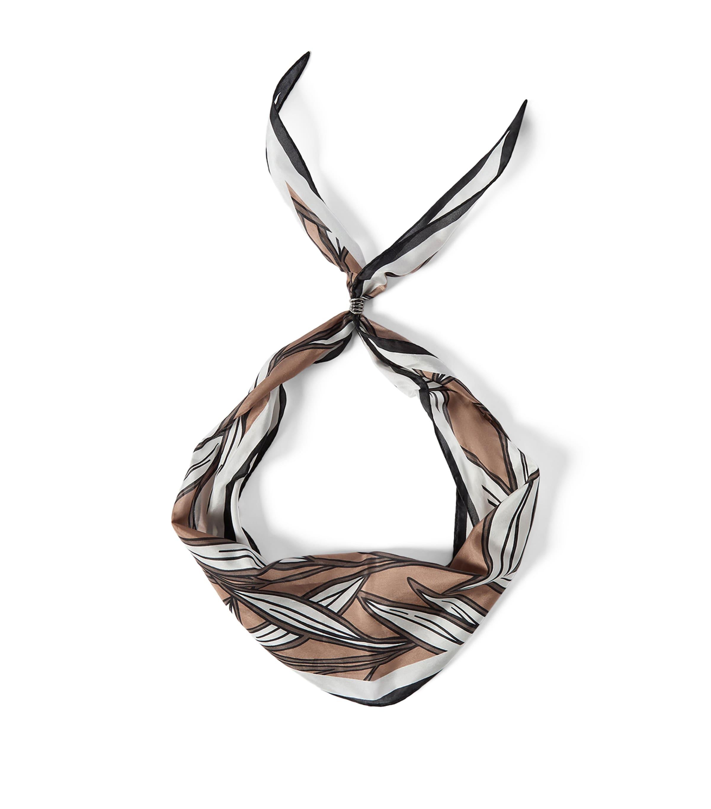 Brunello Cucinelli Silk Leaf-Print Scarf by BRUNELLO CUCINELLI