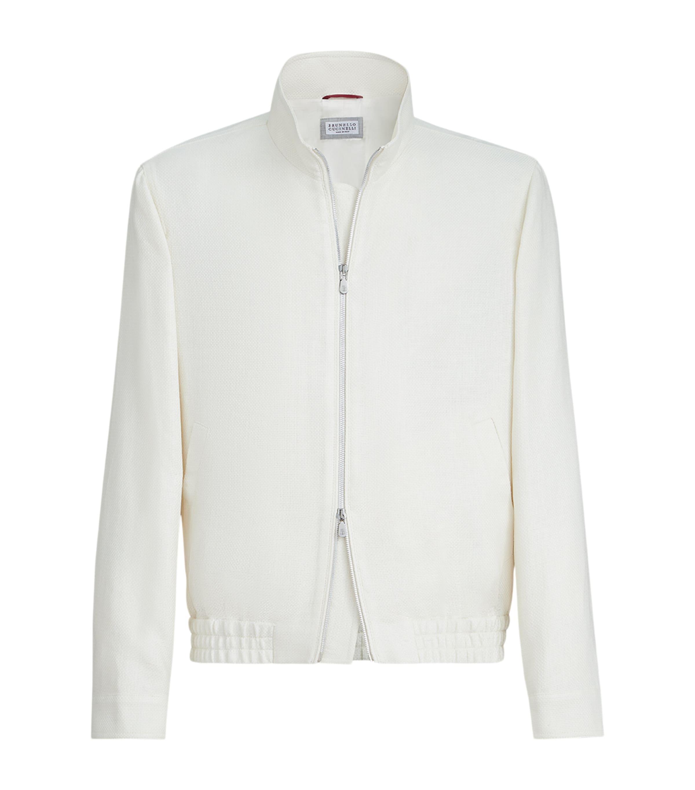 Brunello Cucinelli Silk-Linen-Wool Bomber Jacket by BRUNELLO CUCINELLI