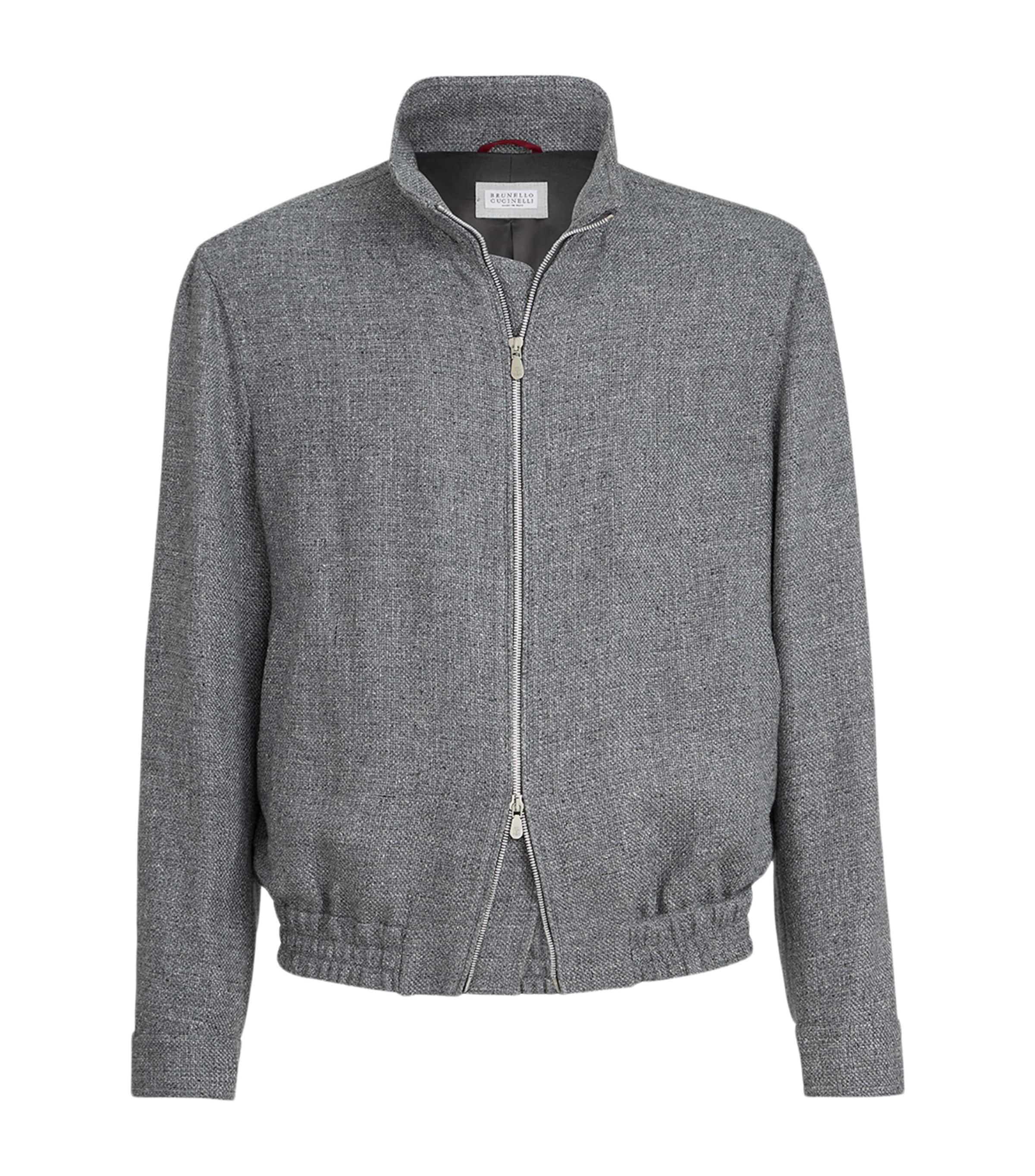 Brunello Cucinelli Silk-Linen-Wool Bomber Jacket by BRUNELLO CUCINELLI
