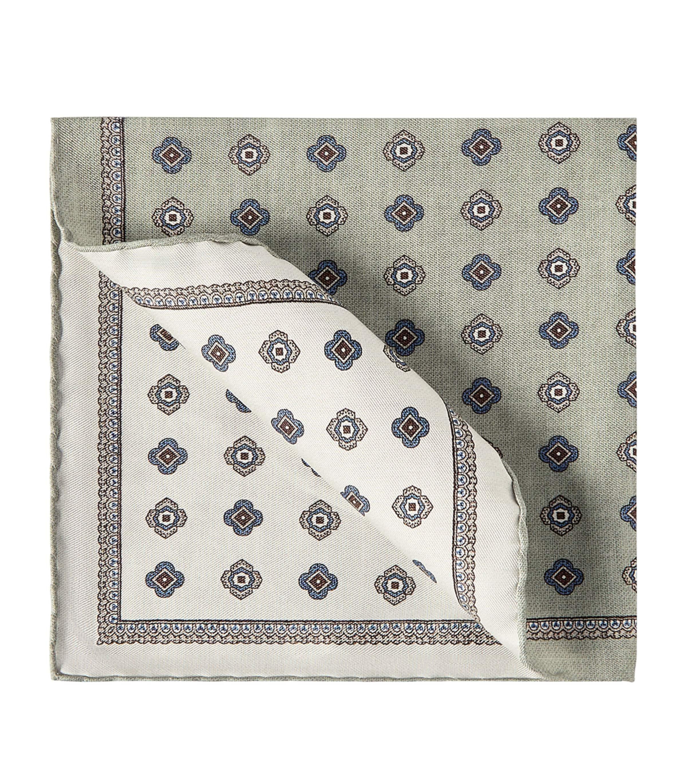 Brunello Cucinelli Silk Medallion Pocket Square by BRUNELLO CUCINELLI