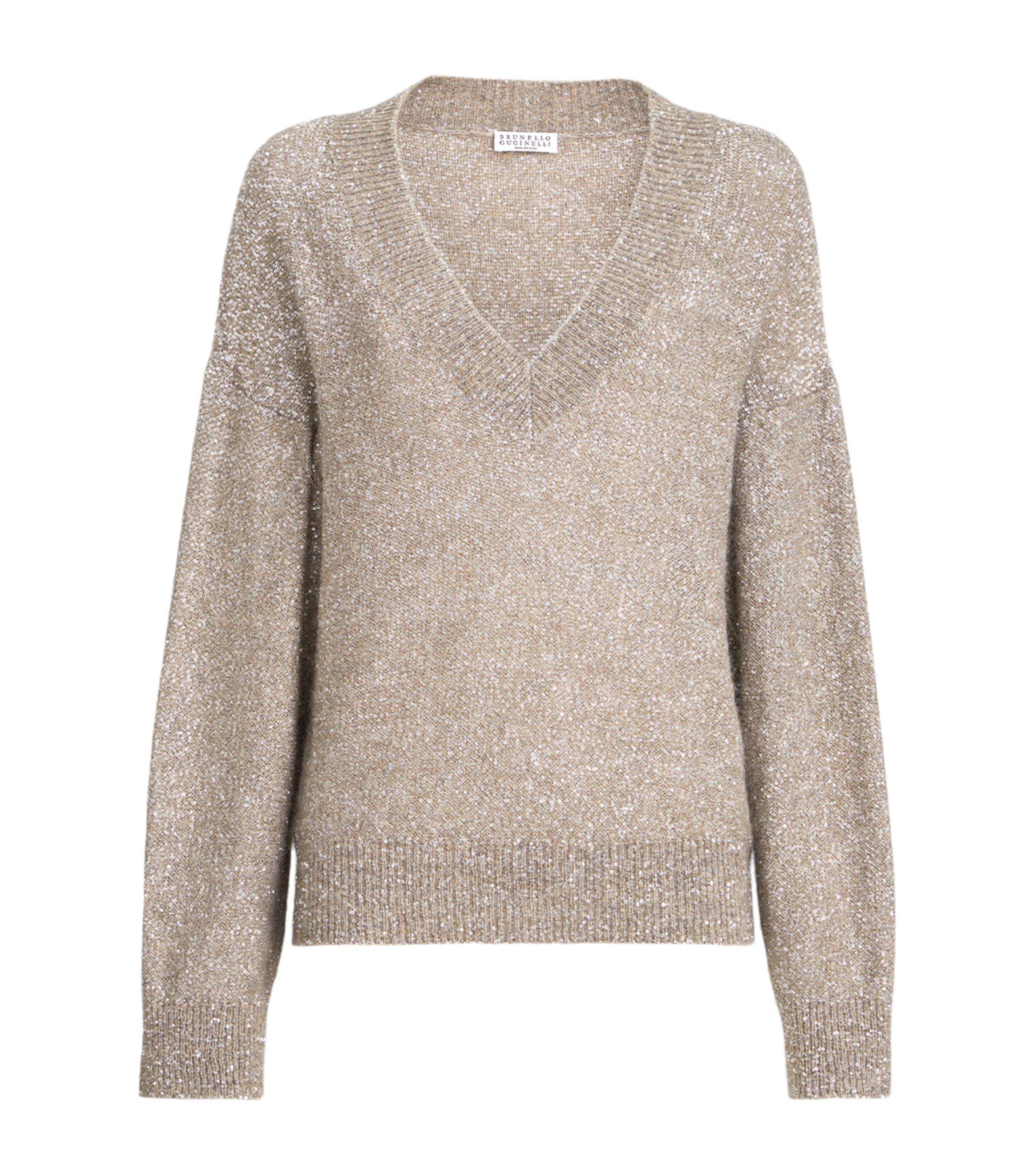 Brunello Cucinelli Sparkling V-Neck Sweater by BRUNELLO CUCINELLI