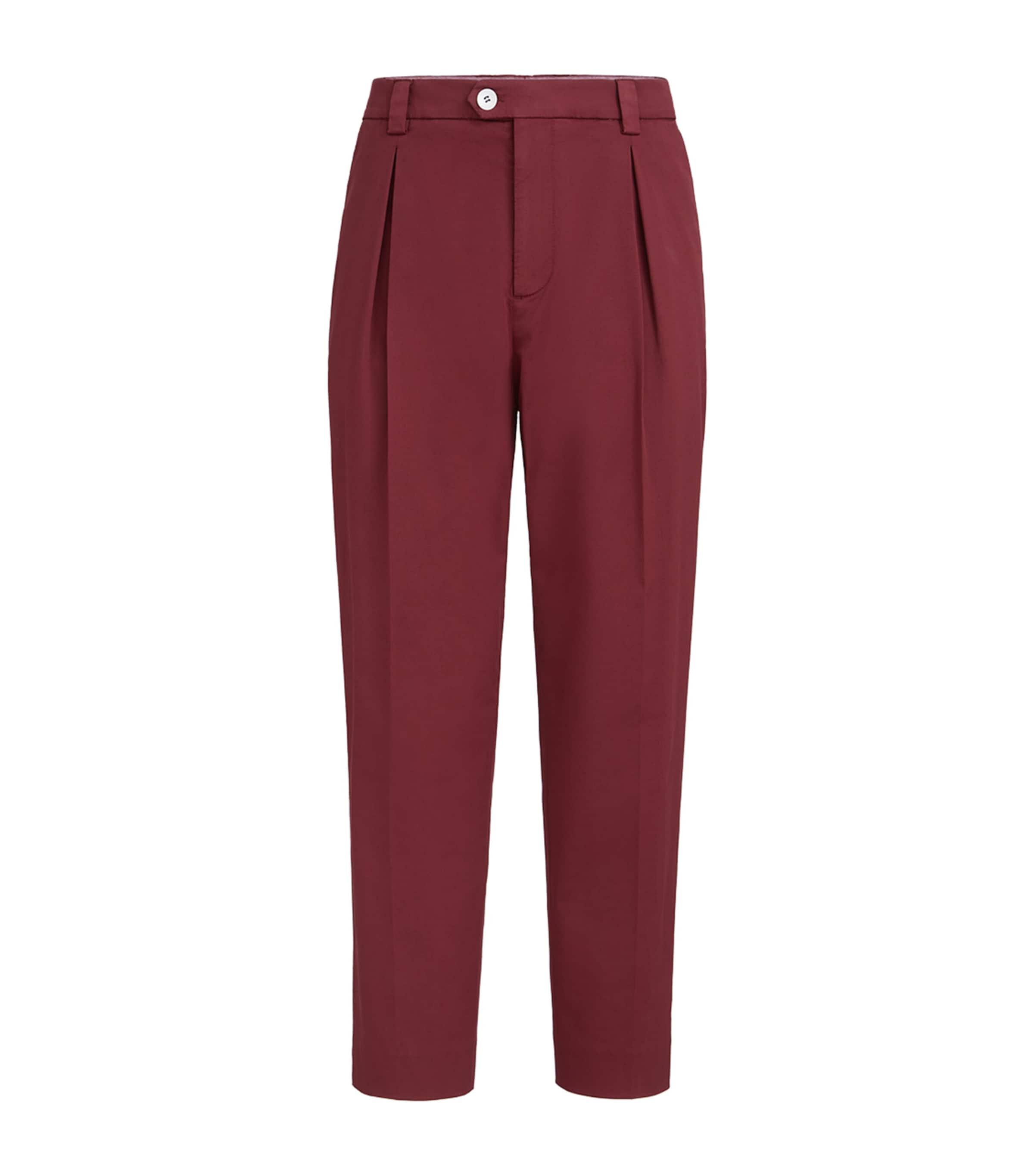 Brunello Cucinelli Stretch-Cotton Pleated Trousers by BRUNELLO CUCINELLI