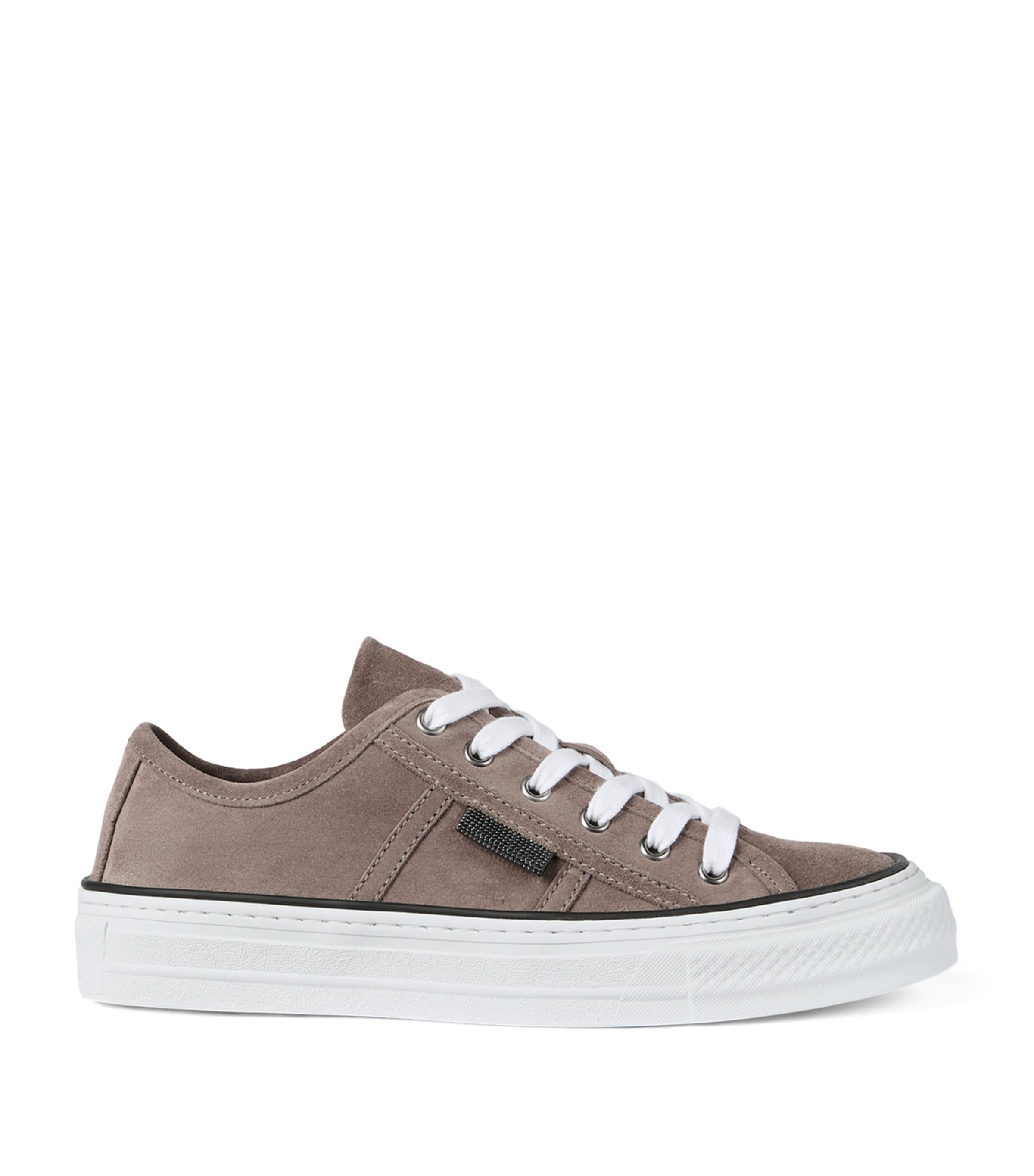 Brunello Cucinelli Suede Monili-Embellished Sneakers by BRUNELLO CUCINELLI