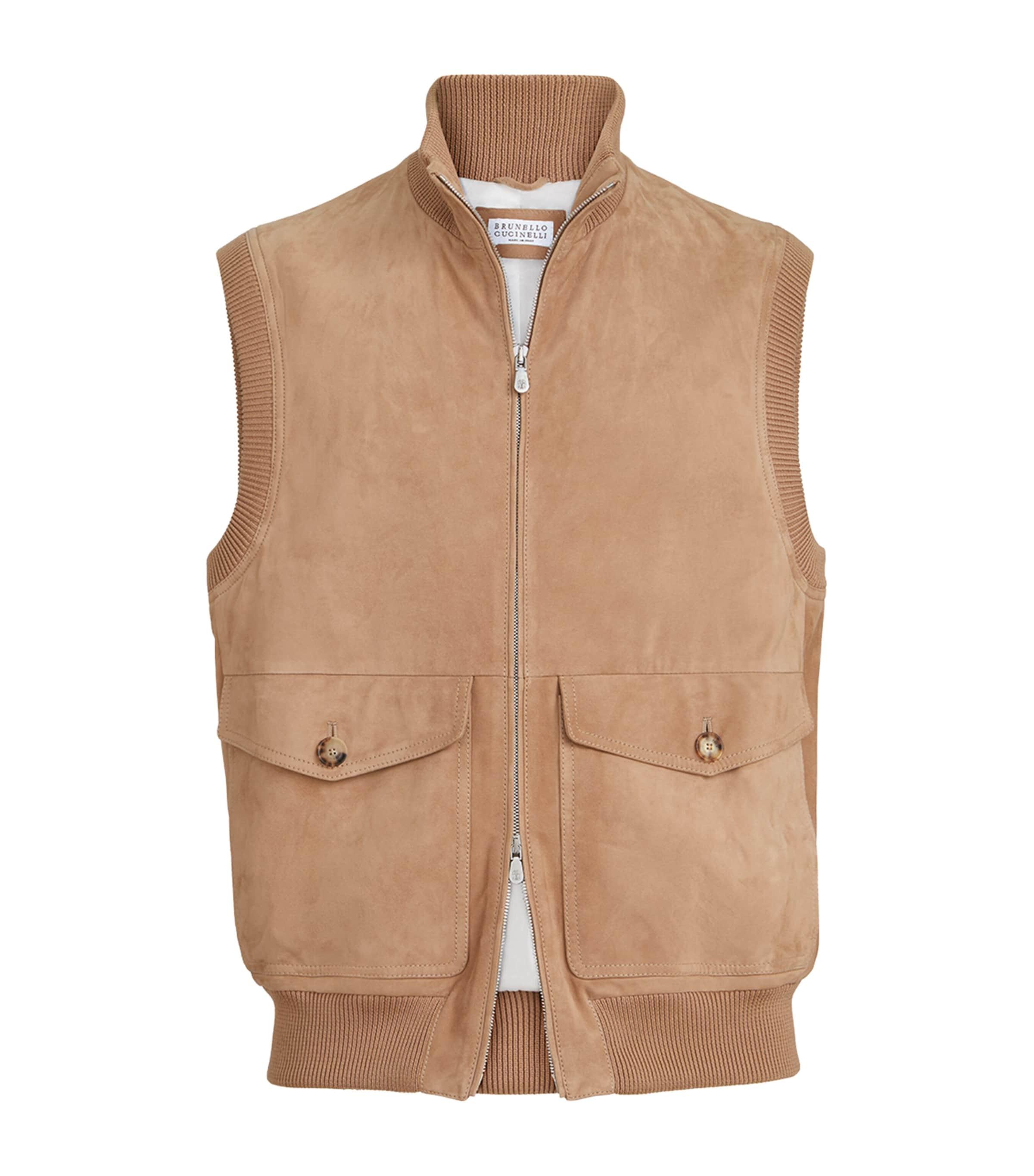 Brunello Cucinelli Suede Padded Gilet by BRUNELLO CUCINELLI