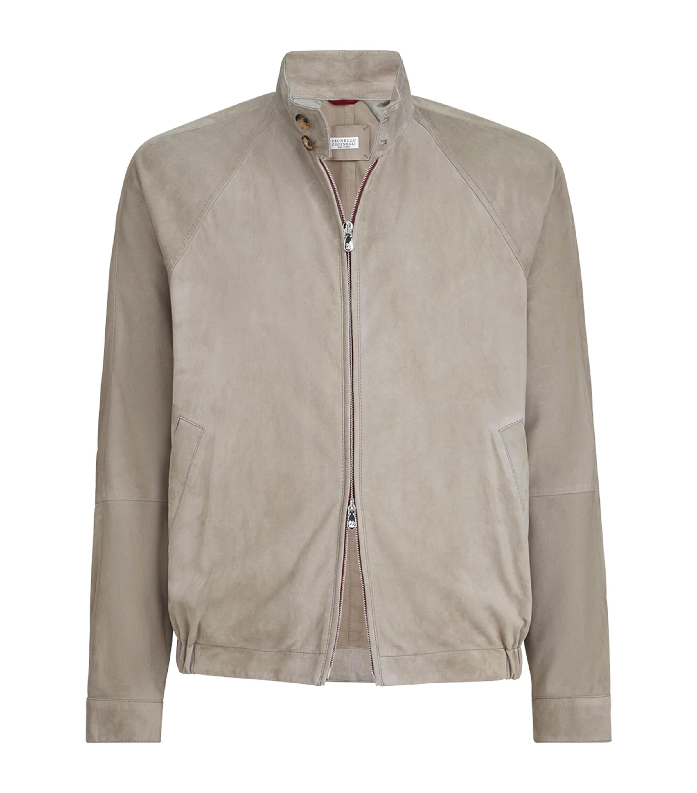 Brunello Cucinelli Suede Two-Way Zip Jacket by BRUNELLO CUCINELLI